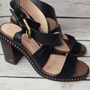 Coach Black Strappy Heeled Sandals